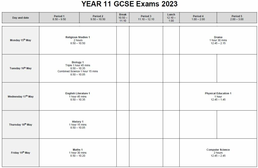 Yr11 GCSE Exams Summer 2024 Linton Village College