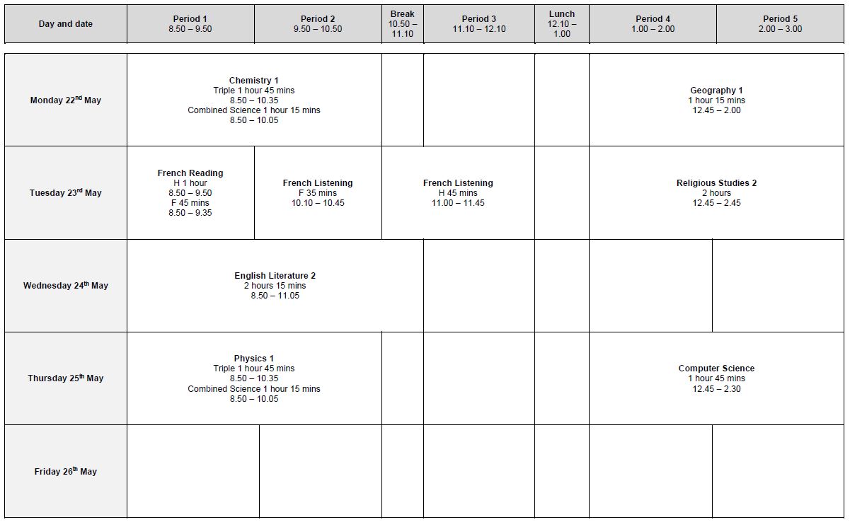 Yr11 GCSE Exams – Summer 2024 – Linton Village College